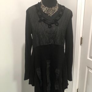 Black knit and fabric edgy dress